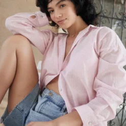 Ardene Striped Long Button-Up Shirt In Lt. | Size | 100% Cotton -Deals Wearfluxo Store https3A2F2Fwww.ardene.com2Fon2Fdemandware.static2F 2FSites master catalog2Fdefault2Fdw75a7b45b2Fimages2Flarge2F3A AP32534 12 fbd59d31 99d8 45fb adcf 7a7b80f3bc3f.jpg 640x