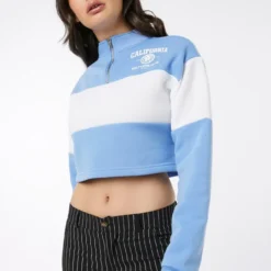 Ardene Colorblock Half-Zip Sweatshirt In | Size | Polyester