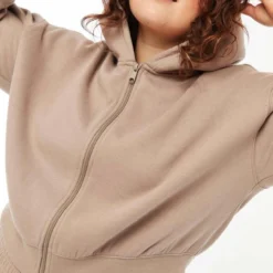 Ardene Short Zip-Up Hoodie In | Size 1x | Polyester/Cotton | Fleece-Lined