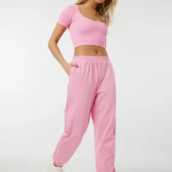 Ardene Solid French Terry Sweatpants In Lt. Pink | Size | Polyester/Cotton