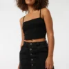 Ardene Button-Front Micro Denim Skirt In Black | Size | 100% Cotton