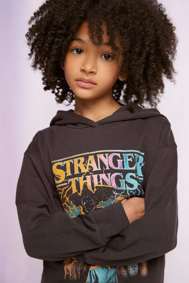 Ardene Stranger Things Hoodie In Grey | Size | Polyester/Cotton 1 Ardene Stranger Things Hoodie In Grey | Size | Polyester/Cotton