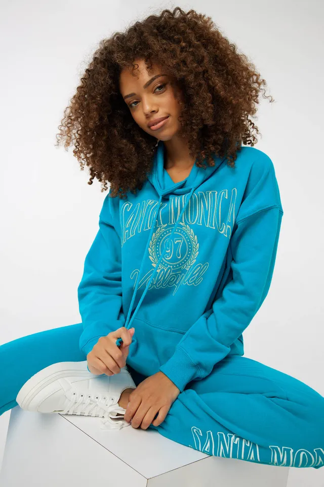 Ardene Destination Oversized Hoodie In Med. Blue | Size | Polyester/Cotton 1 Ardene Destination Oversized Hoodie In Med. Blue | Size | Polyester/Cotton