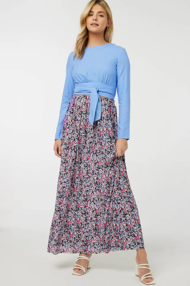 Ardene Floral Maxi Pleated Skirt | Size | Polyester 1 Ardene Floral Maxi Pleated Skirt | Size | Polyester