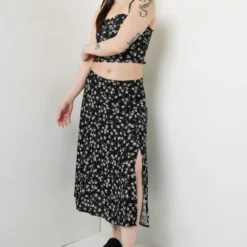 Ardene Flowy Midi Skirt With Slit In | Size | 100% Viscose