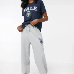 Ardene Yale Sweatpants In Grey | Size | Polyester/Cotton | Fleece-Lined