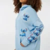 Ardene Stitch Graphic Hoodie In Lt. Blue | Size | Polyester/Cotton