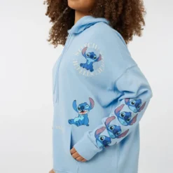 Ardene Stitch Graphic Hoodie In Lt. Blue | Size | Polyester/Cotton