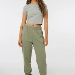 Ardene Slouchy Sweatpants In Khaki | Size | Polyester/Cotton | Fleece-Lined