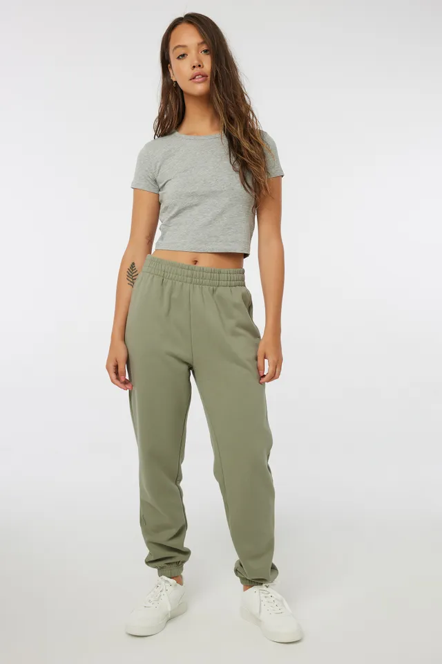 Ardene Slouchy Sweatpants In Khaki | Size | Polyester/Cotton | Fleece-Lined 1 Ardene Slouchy Sweatpants In Khaki | Size | Polyester/Cotton | Fleece-Lined