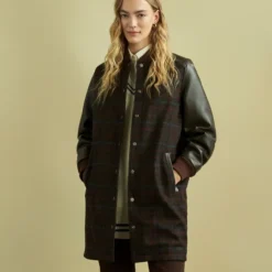 Moon Plaid A-Line Varsity Jacket